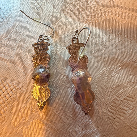 Elegant Turquoise and Amber Drop Earrings - Picture 2 of 3